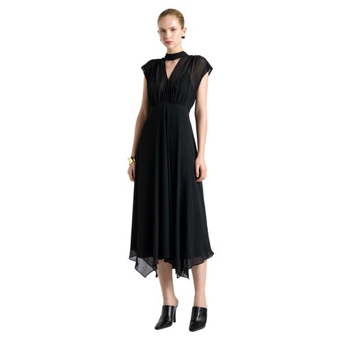 Cue Georgette Tie Neck Midi Dress
